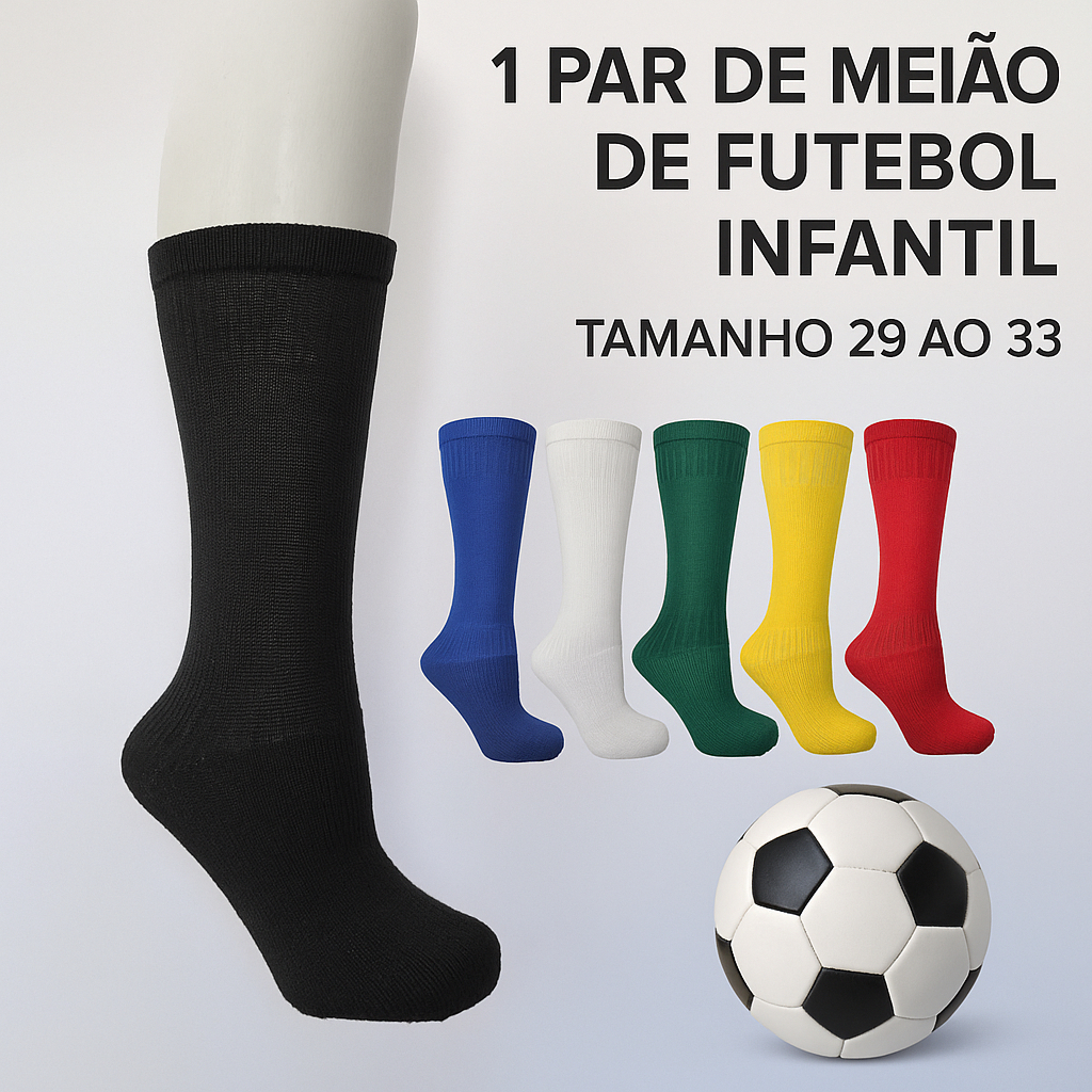 1 Par Meião de Futebol Infantil Masculino Esportivo Alta Performance Tam 29 ao 33 em Oferta na Shopee