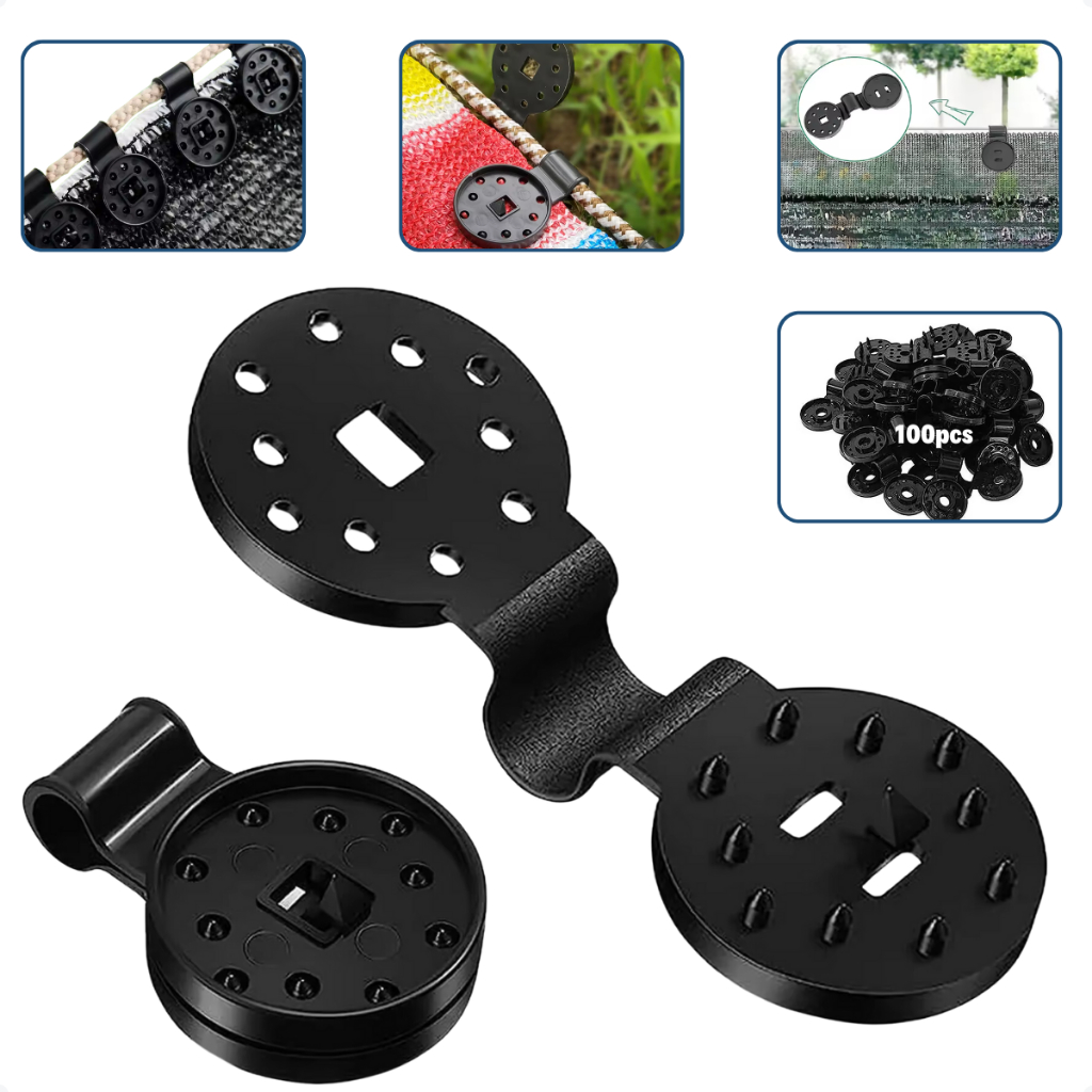 Presilha Agroclip Kit 100 Pçs Fixador Tela Sombrite Rede Proteção Sombreamento Estufa Jardim Horta Plástico Fixador