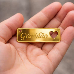 Kit Chaveiro Gratidão Coração em Acrílico Lembrancinha Decorativo