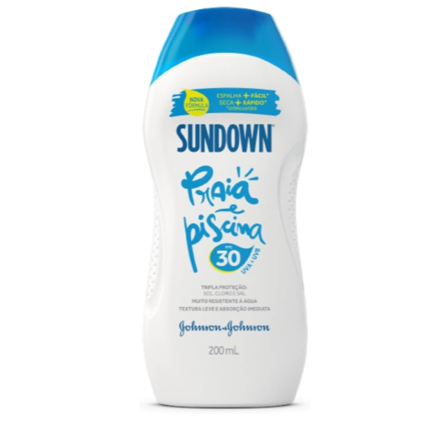 Protetor Solar Corpo e Rosto SUNDOWN Praia e Piscina FPS 30, 200mL