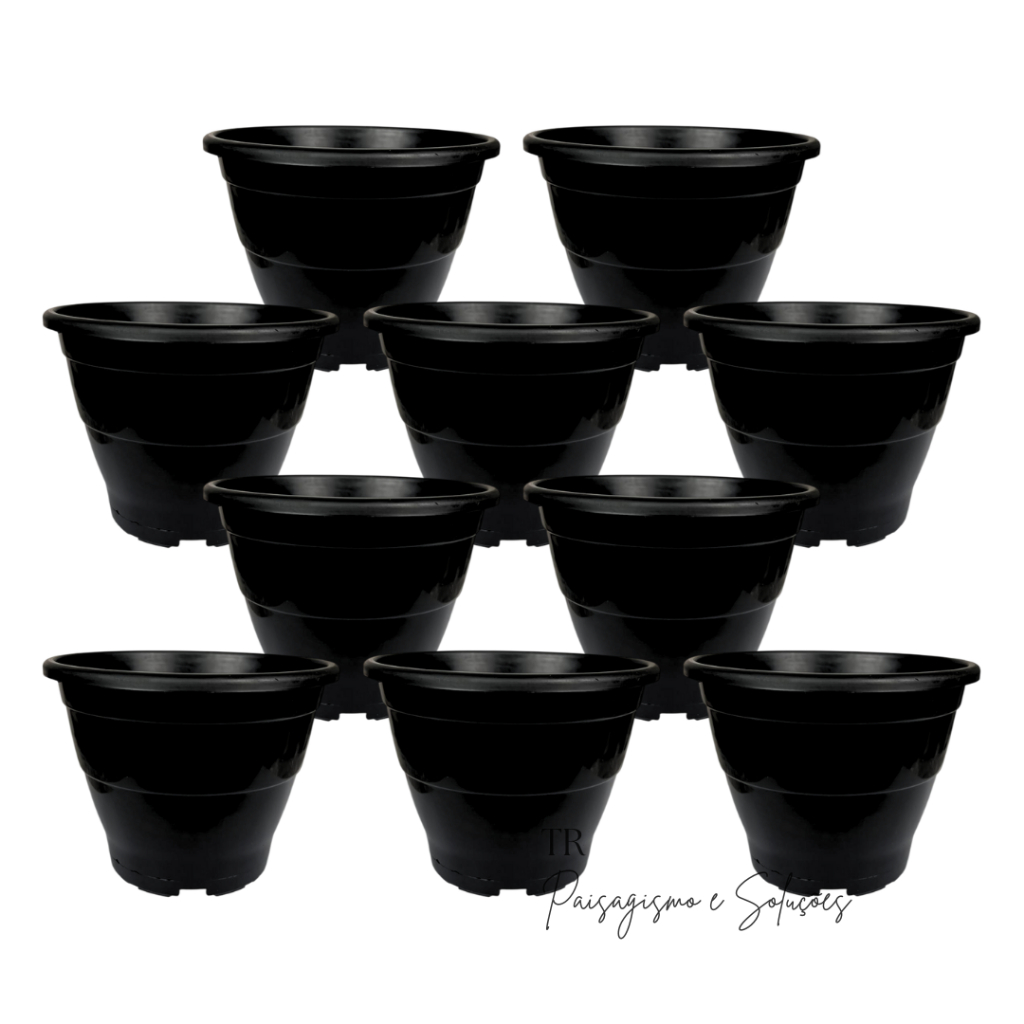 10 vasos plásticos de 2,3 Litros preto reforçado para plantas cactos mudas suculentas Pote 17