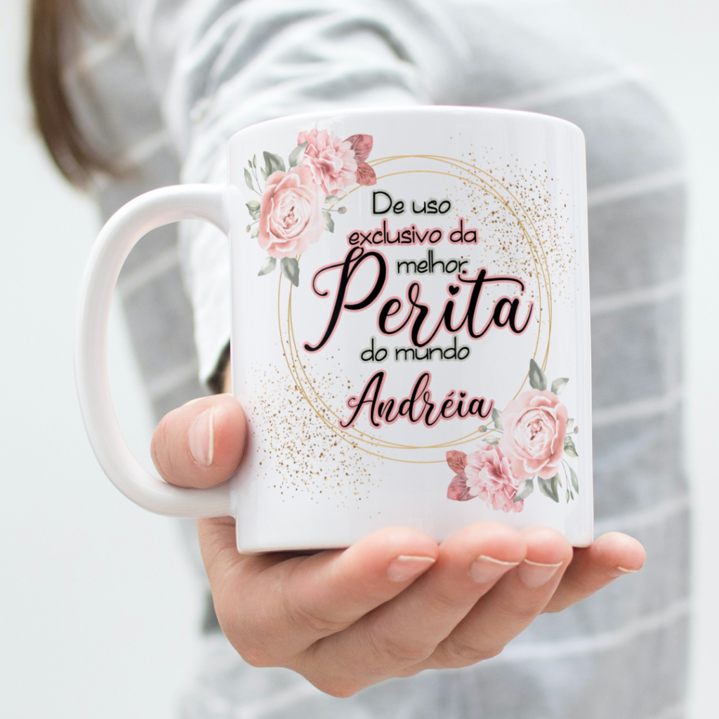 Caneca Porcelana PERITA personalizada com NOME [est. 1 flowers] Cargo Curso e Profissão ZLprint
