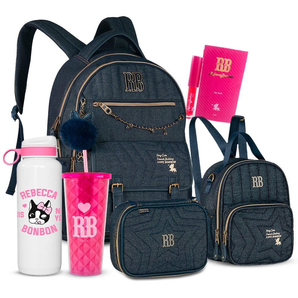 Kit Mochila Estojo Lancheira Rebecca Bonbon Oficial Exclusiva Nova Coleção Meninas Escolar Estilosa
