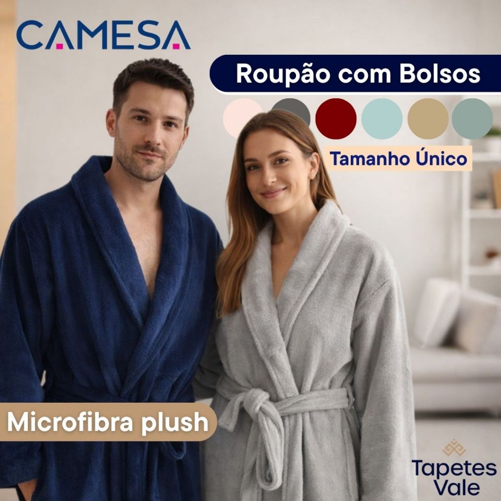 Roupão Plush Microfibra Adulto Extra Macio Unissex Várias Cores Tamanho Único