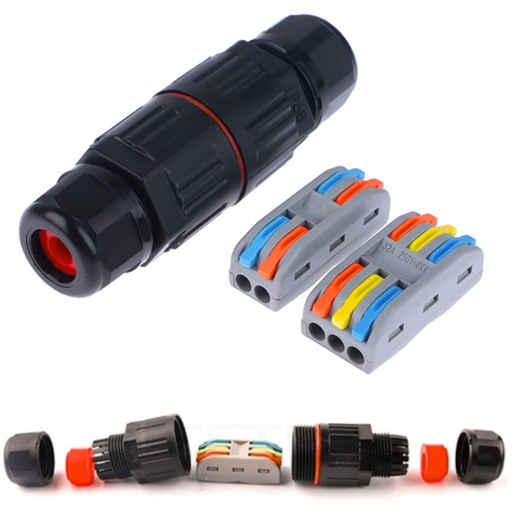 Conector Elétrico 2 ou 3 Vias À Prova D'água Impermeável 0,5 a 4mm² Engate Rápido Fios Terminal Alavanca Jardim Iluminaç