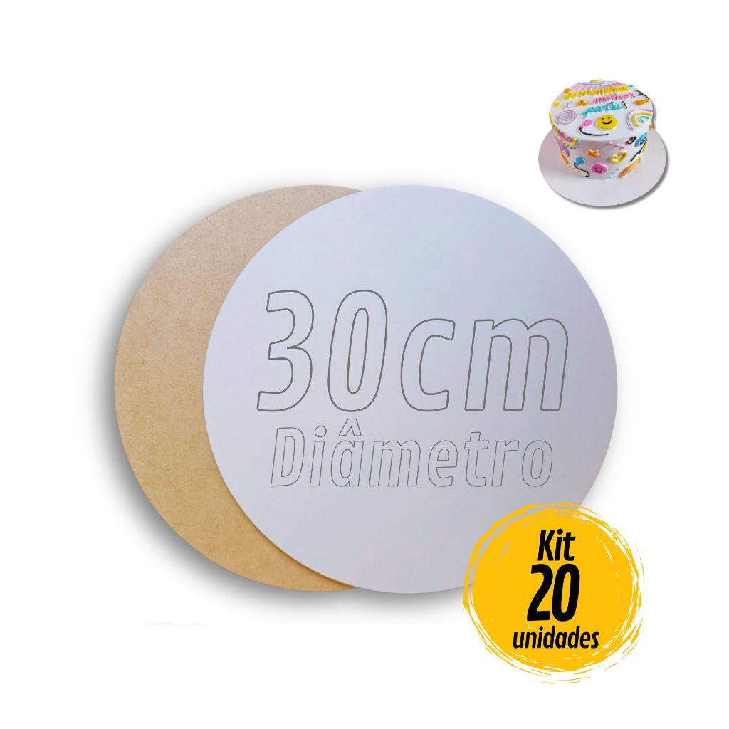 Kit 20 Cake Board 30cm Tabuleiro Bolo Em Mdf 3mm Redondo em Oferta na Shopee