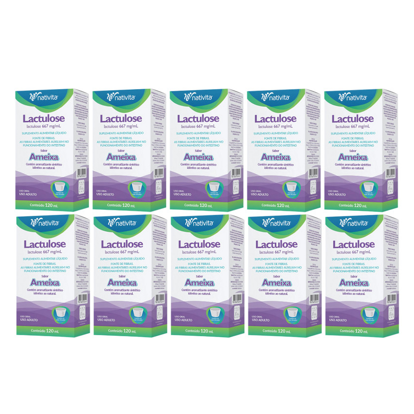 10un Lactulose sem Glúten 667mg/ml Ameixa 120ml Nativita