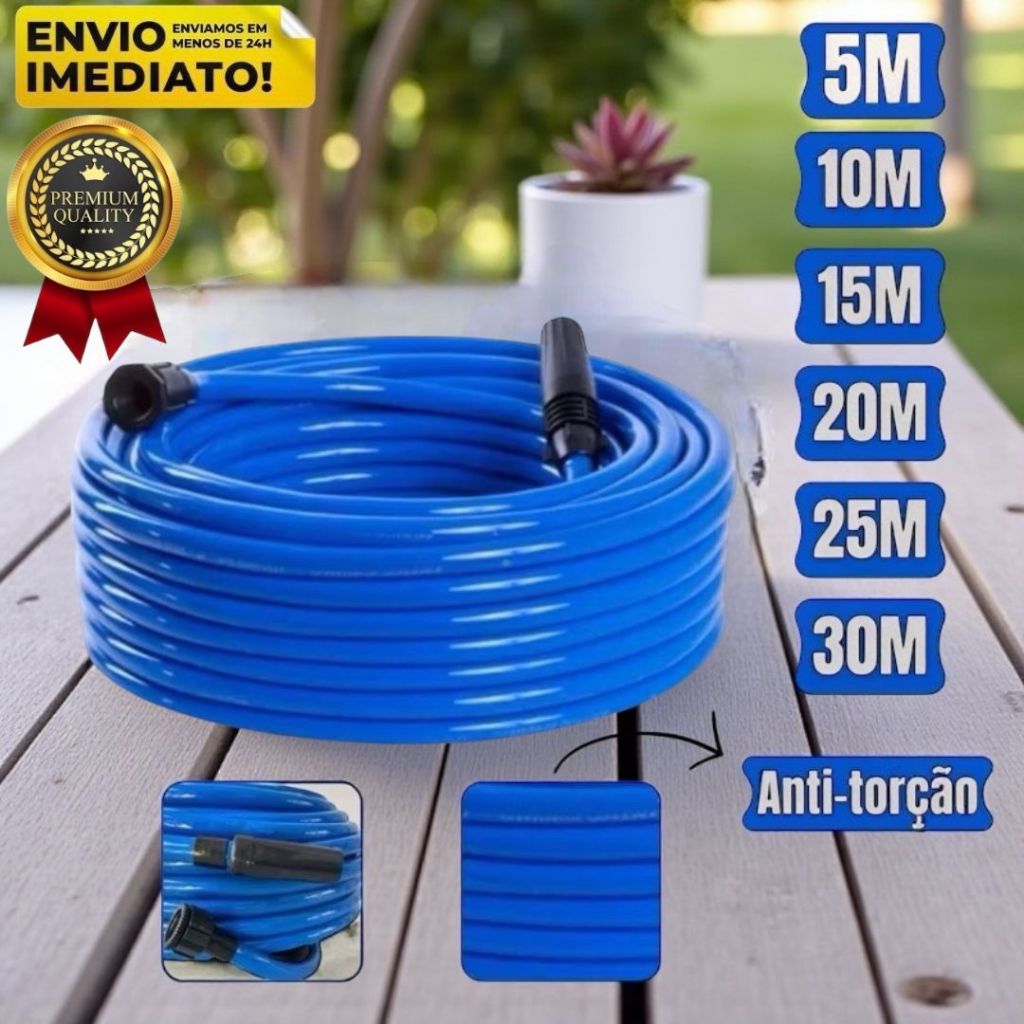 Mangueira de Jardim Metros Revestida Por Dupla Camada Lisa Anti-Torção Flexivel Quintal + BRINDE