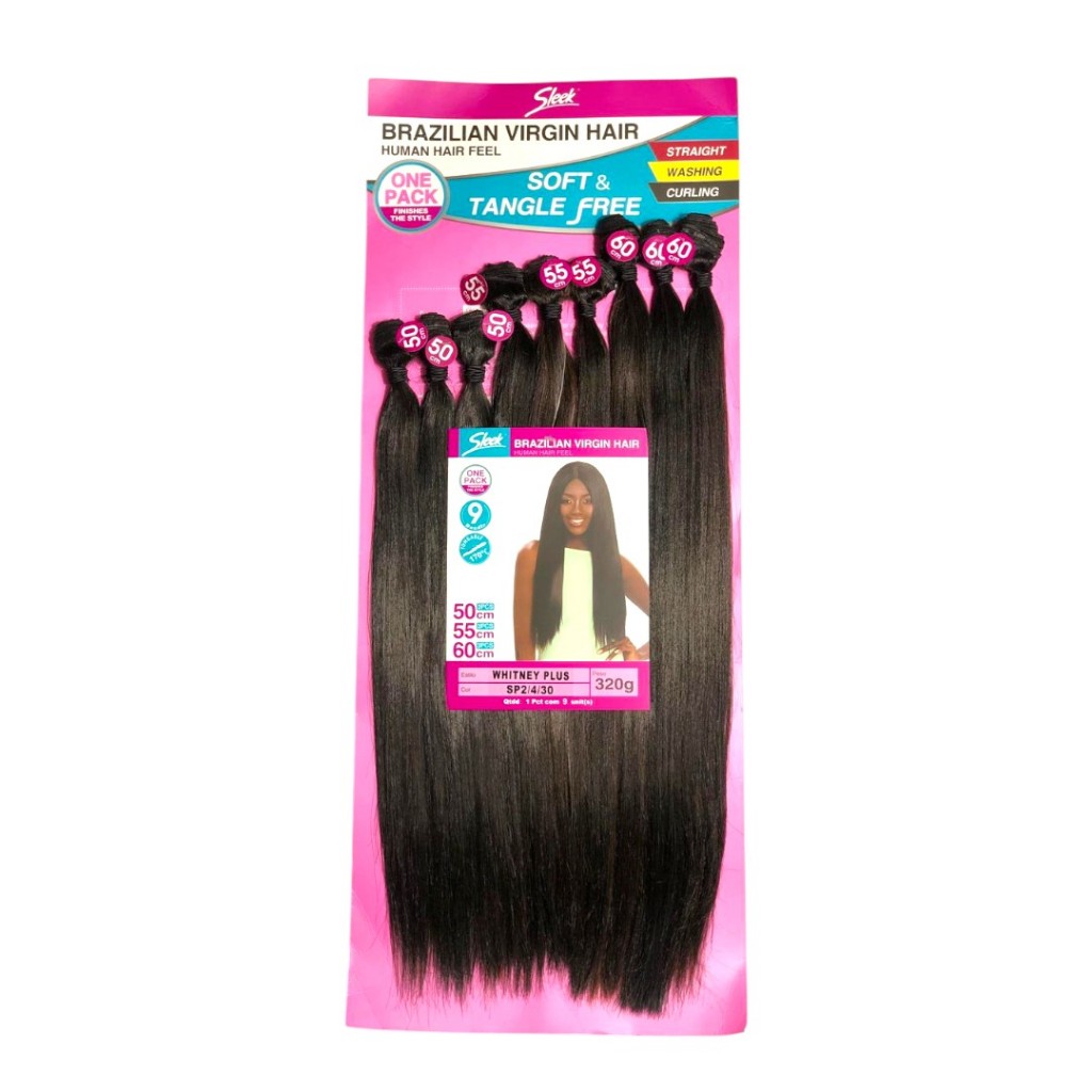 Aplique De Cabelo Liso Sleek Whitney 9 Telas 320 Gramas 60 Cm Pronto Para Colocação
