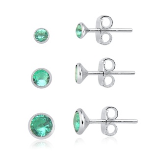 Kit 3 Brincos Trio Feminino Zircônia Cravação Inglesa De Prata 925 Verde em Oferta na Shopee