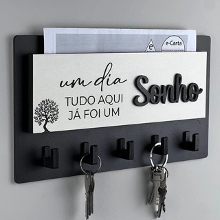 Porta Chaves Decorativo Para Parede em MDF 05 Ganchos em Oferta na Shopee