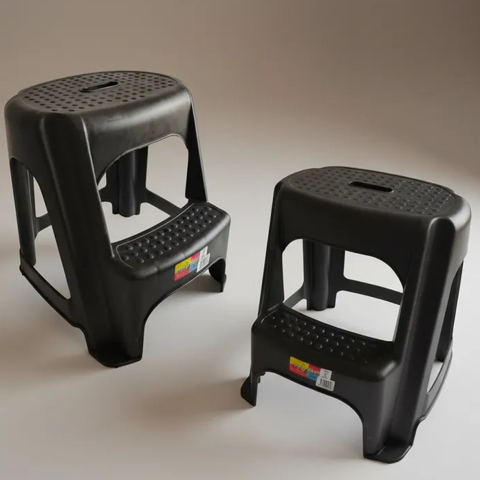 kit 2 Bancos Banqueta Escada de Plástico Multiuso Preto - Poly Plast em Oferta na Shopee