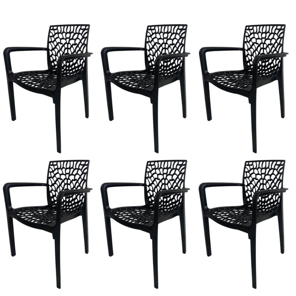 Kit 6 Cadeira Gruvyer Com Braço Exclusiva Jantar Restaurante Bar Igreja Area Gourmet Super Reforçada Premium em Oferta na Shopee