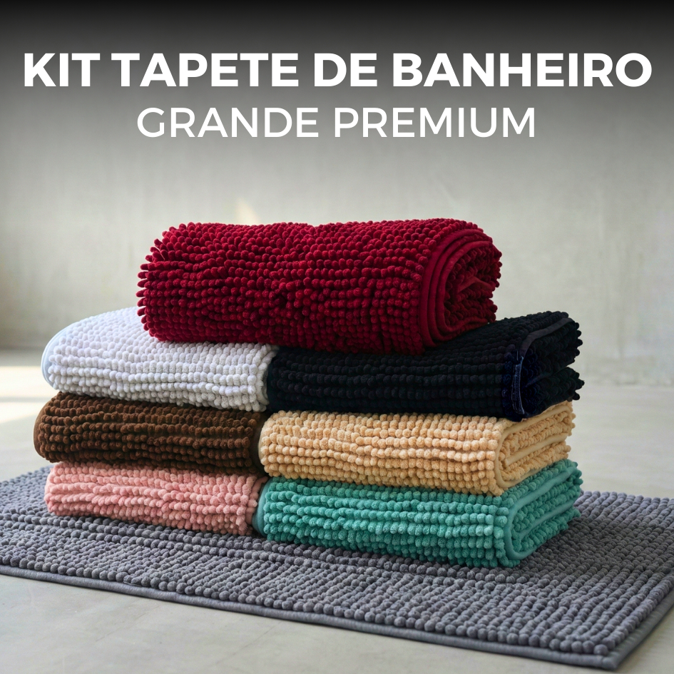 Kit Tapete Banheiro Grande Microfibra 50x100 Antiderrapante Bolinha Macarrão Várias Cores Premium