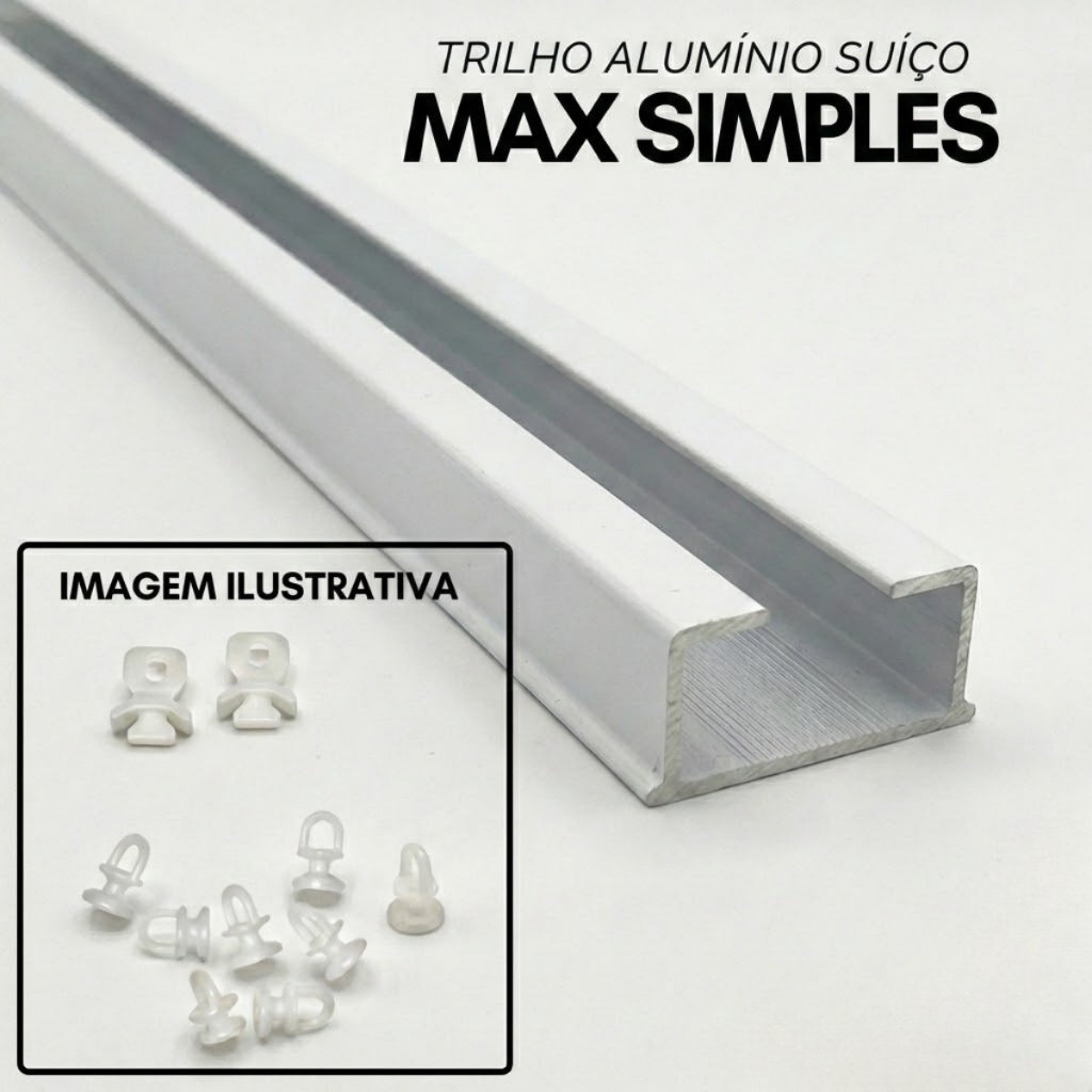 Trilho Premium Suíço Simples Max Guia Cortina Teto/Cortineiro – Escolha o Tamanho em Oferta na Shopee