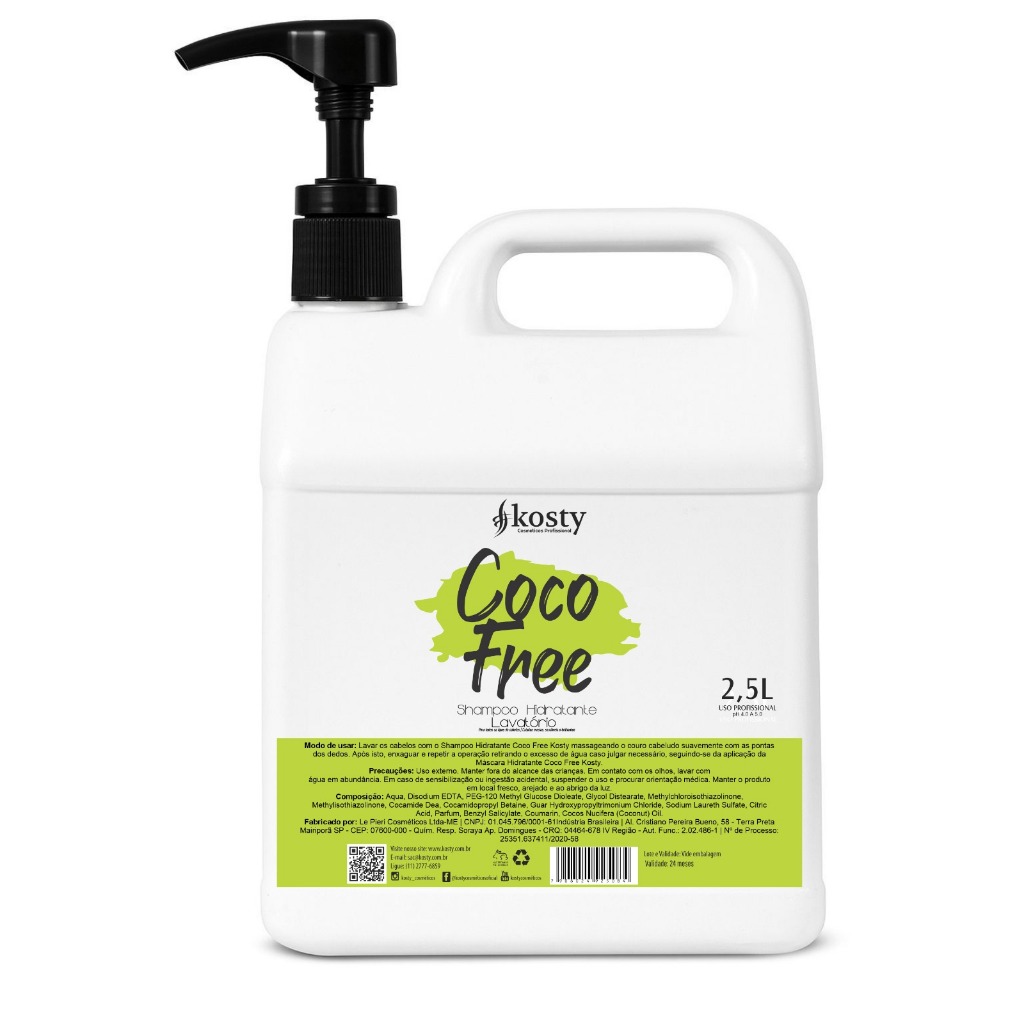 Shampoo Coco Free Kosty 2,5L Profissional – Cabelos Forte