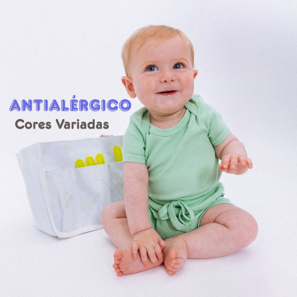 Kit 3 Conjuntos Bebê Menina e Menino Body Manga Curta e Short Antialérgico 100% Algodão 01S2k3