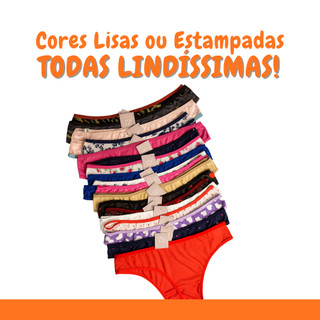 Kit 5 Calcinhas Femininas Fio Duplo Dental Microfibra Estampadas Sortidas Dia a Dia Confortável