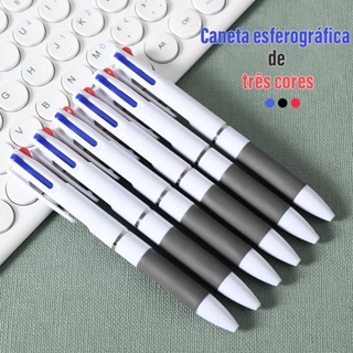 Kit 10 Caneta Esferográfica 3 Cores Criativa Tipo Push Simples Estilo Push-Style Material Escolar em Oferta na Shopee