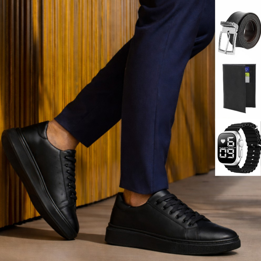 Kit Tênis Masculino Sapatênis Social Estiloso Casual Dia a Dia Confortável + Brindes