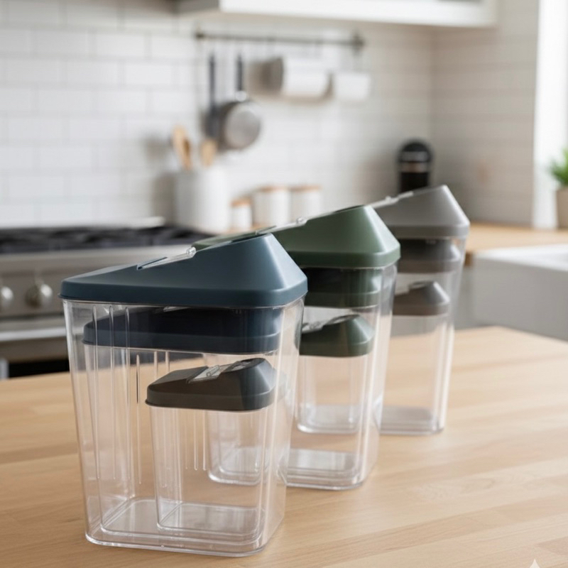 Kit 3 Potes Organizadores Acrílico Hermético com Bico Dosador – 1,45L, 750ml e 250ml Porta Farofa, Açúcar, Leite em Pó…