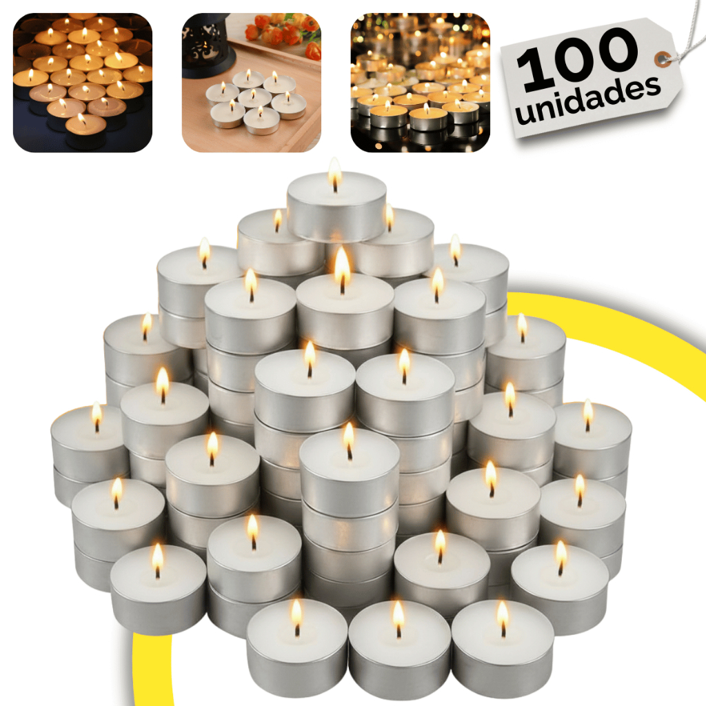 Kit 100 Velas Rechaud Flutuante Decoração Festa Decorativas Casamento Dia dos Namorados Comemoração