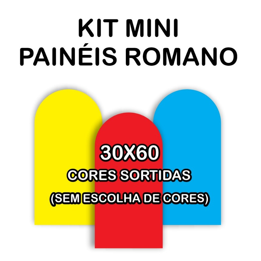 KIT MINI PAINEL ROMANO CORES LISAS SORTIDAS (SEM ESCOLHA DE CORES) 0,30 X 0,60