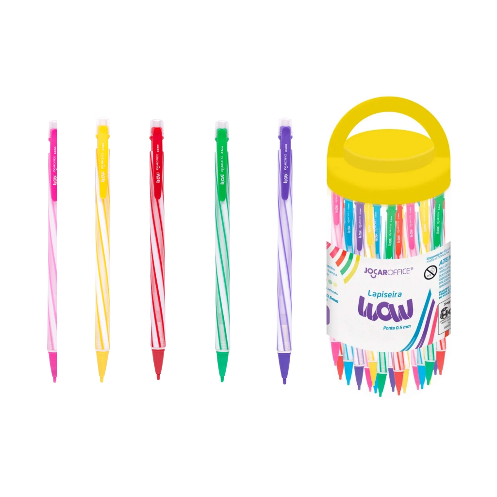 Lapiseira Wow 0.5 Cores Mistas - Pote c/ 24 Unidades Jocar Office Leo&Leo Leonora - 92412