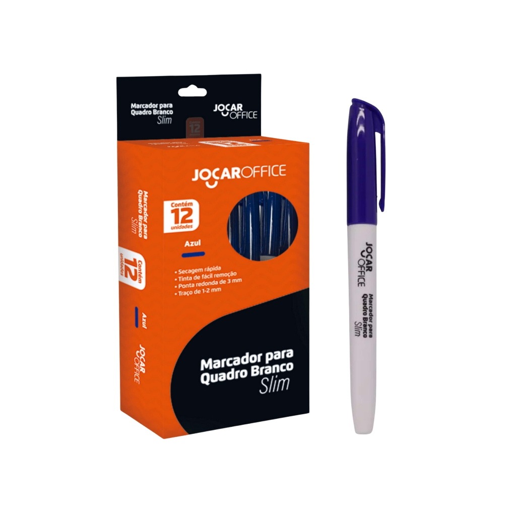 Marcador para Quadro Branco Slim Azul Caixa com 12 Unidades Jocar Office Leonora Material Escolar em Oferta na Shopee