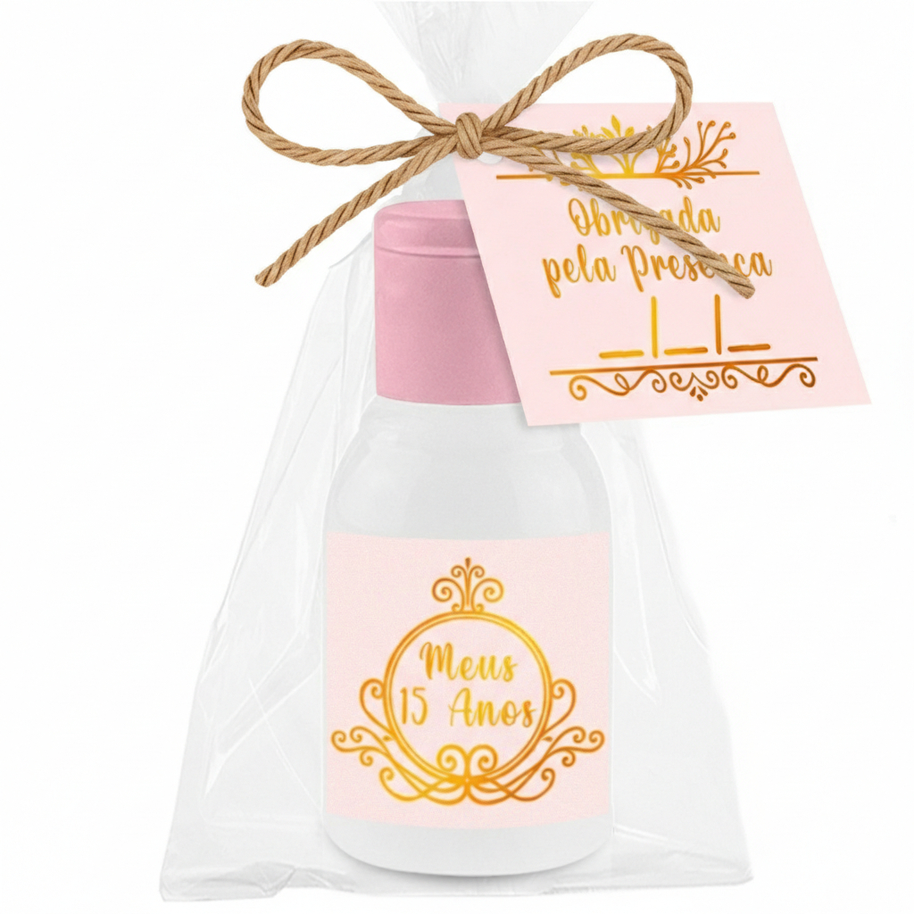 Kit 10 | 20 | 30  Hidratantes 30ml - Lembrancinhas 15 Anos | Brasão | Dourado | Luxo | Meus 15 anos