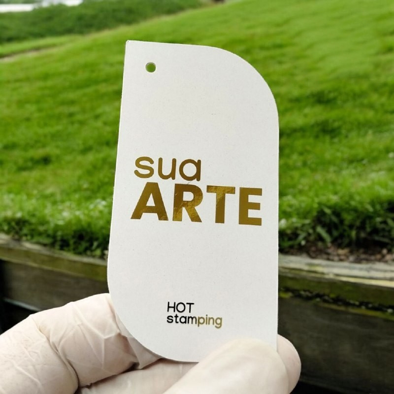 Tag Etiqueta Para Roupa Personalizada  Hot Stamping Frente e Verso - Modelo Folha