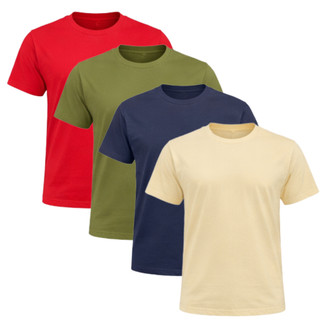 Kit 4 Camisetas Lisas Básicas 100% Algodão Penteado Premium