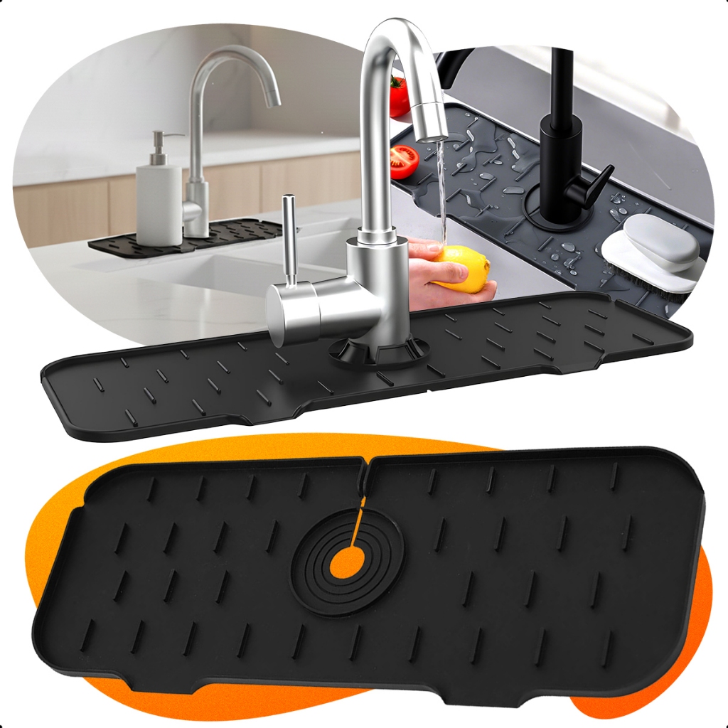 Tapete Protetor de Torneira Silicone Pia Bancada Antirrespingos Antiderrapante Drenagem Escorre Água em Oferta na Shopee