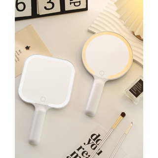 Espelho de mão com 3 Led recarregável tpey-c  para maquiagem em Oferta na Shopee