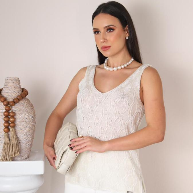 Regata Feminina Tricot Premium Textura Elegante Confortável Moderna Versátil Looks Sofisticados