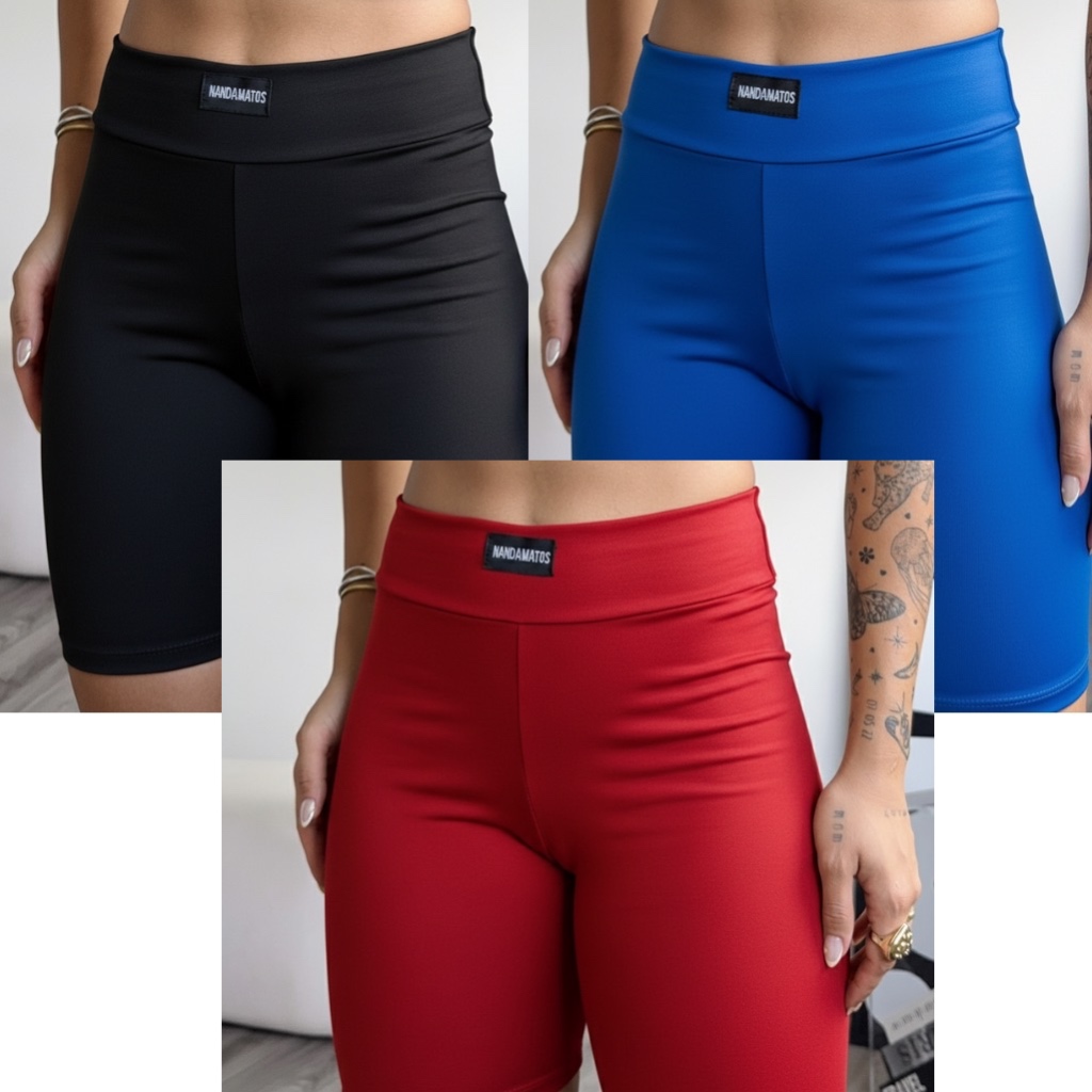 Kit 3 Short feminina academia Short legging suplex legging grossa sem transparência bermuda legging para academia suplex em Oferta na Shopee