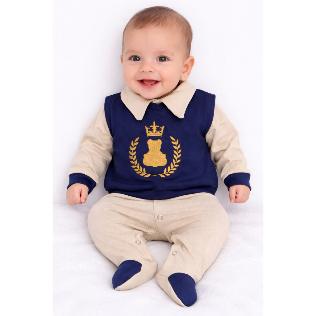 Saída Maternidade Menino 04 Peças Elegance Colete Roupas de Bebê