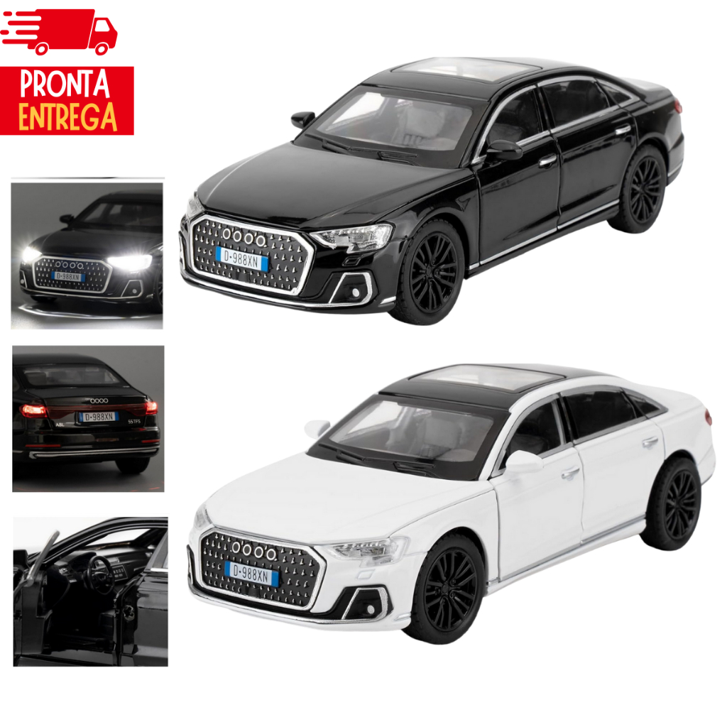 1:32  Escala Audi A8l Carro De Liga Modelo Diecast Som Leve Coleção em Metal em Oferta na Shopee