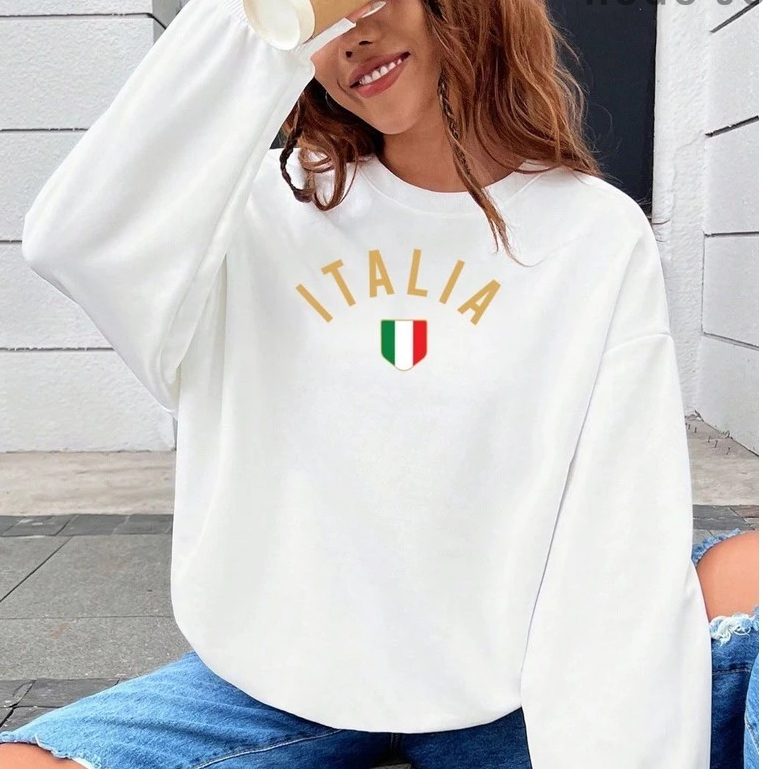 Moletom Gola Redonda Estampa Italia Blusa De Frio Masculina Feminina Felpado Grosso Unissex Quentinho Liso Inverno 2026
