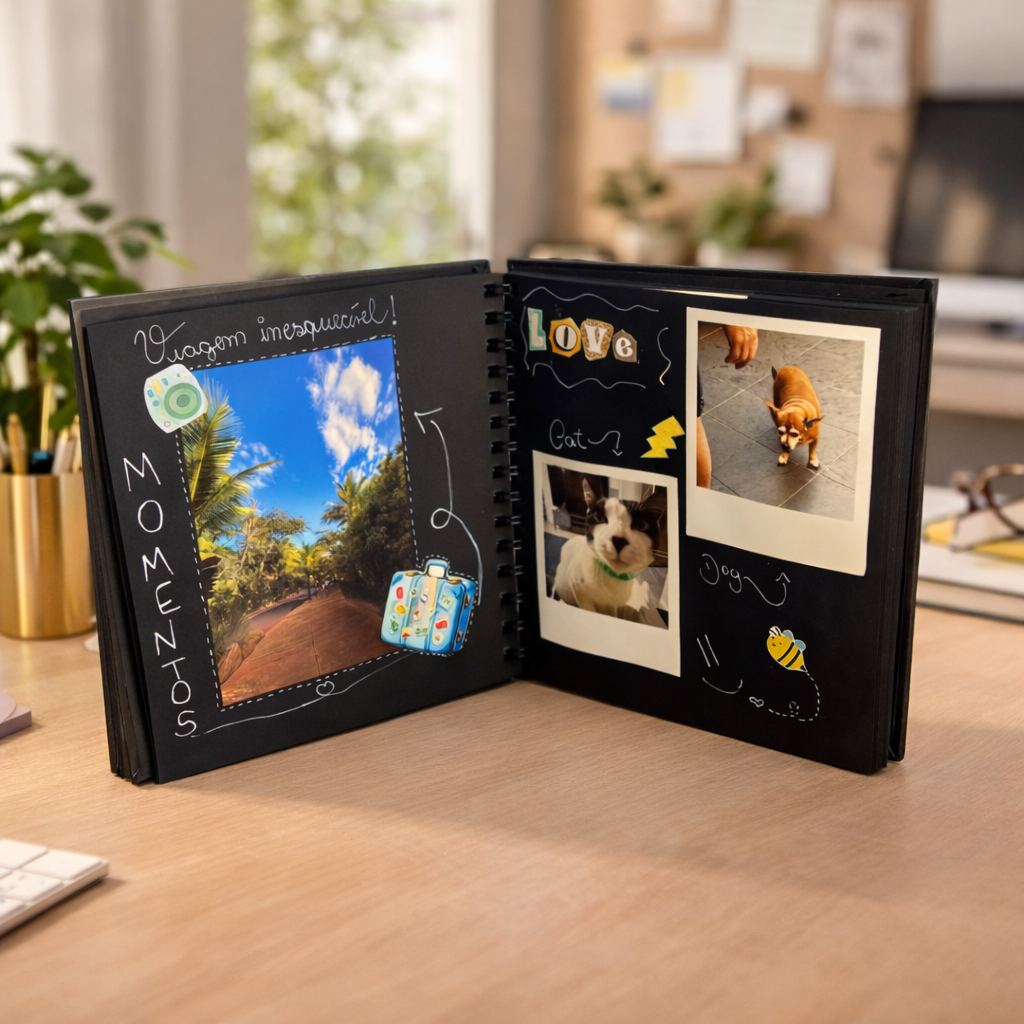 Scrapbook para Fotos e Lembranças | Álbum Criativo Artesanal | Presente Especial em Oferta na Shopee