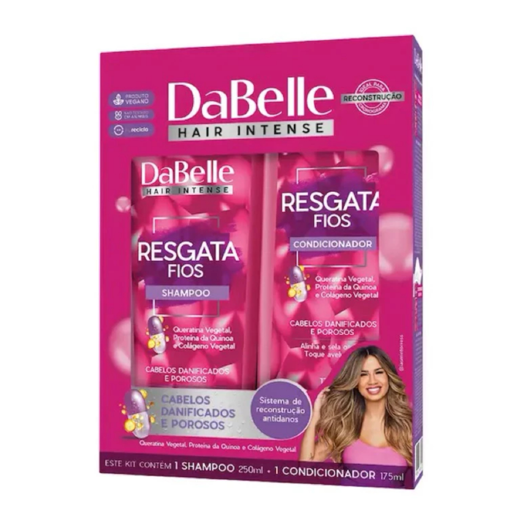 Kit Shampoo 250ml + Condicionador 175ml Resgata Fios Dabelle Hair em Oferta na Shopee