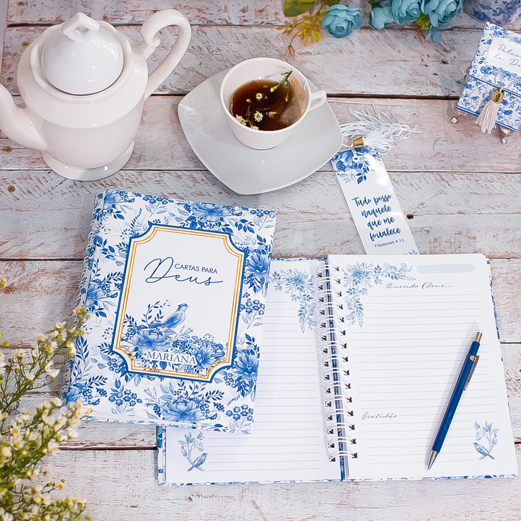 Caderno de Cartas Para Deus coleção porcelana Personalizado com nome e versiculo