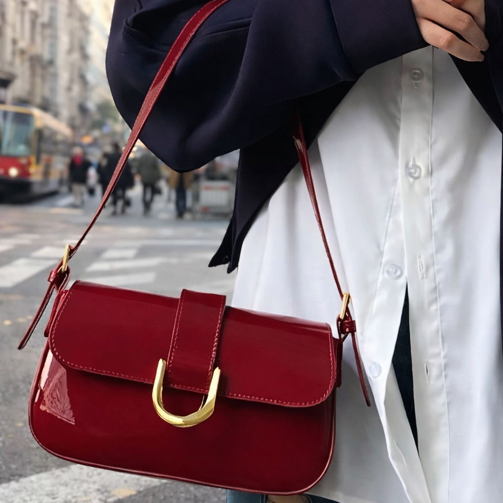 Bolsa Feminina Verniz Alça Ajustavel Fivela Vintage Elegante De Ombro em Oferta na Shopee