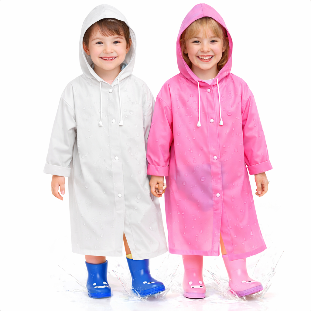 Kit Capa De Chuva Infantil Ajustavel Com Capuz Impermeável Proteção Água Criança Menina Menino