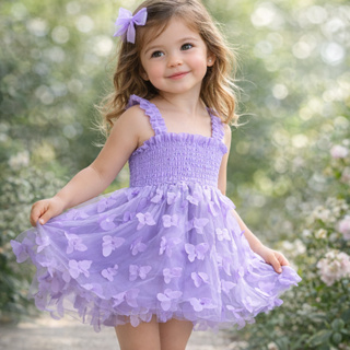 Vestido lilás De Verão Para Meninas Com Design De Borboleta Jardim encantado em Oferta na Shopee
