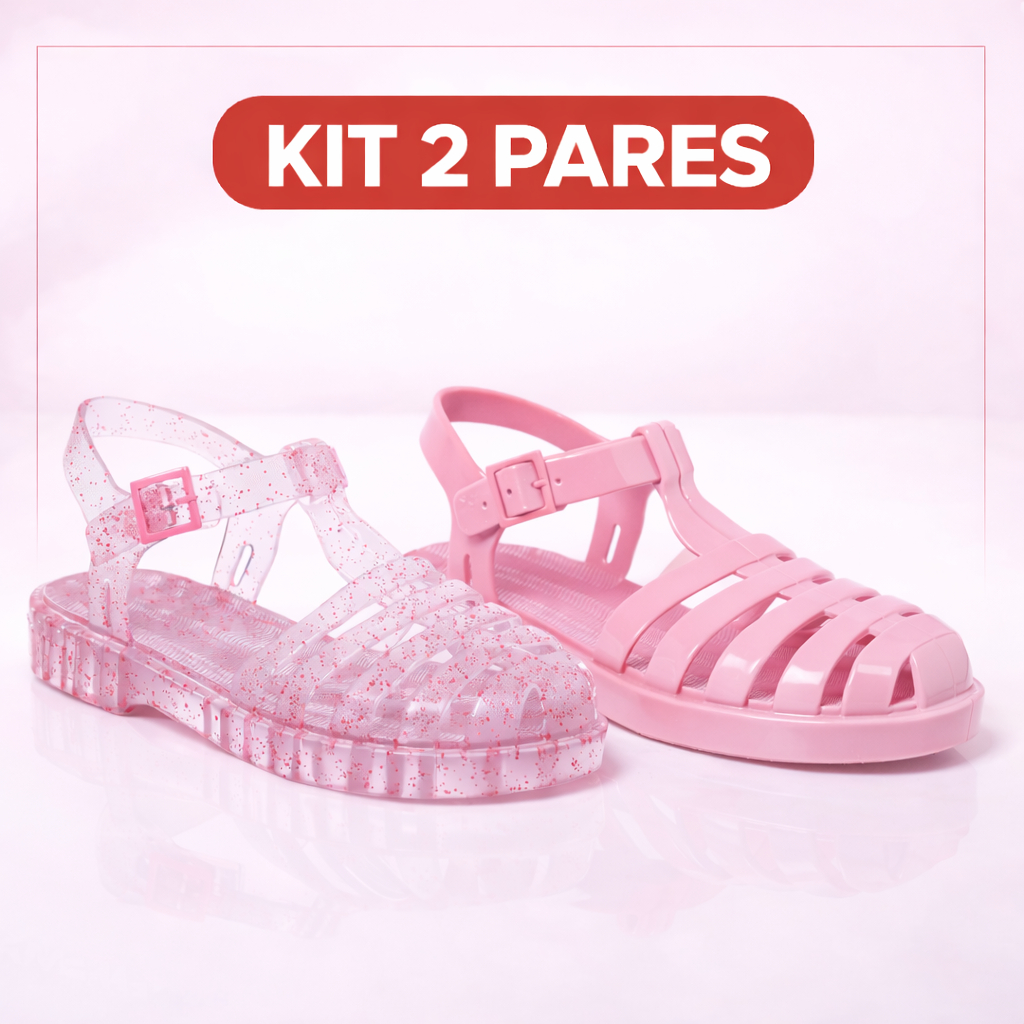 Kit 2 Pares Sandália Aranha Infantil Menina Confortável Antiderrapante Leve Promoção Volta as Aulas