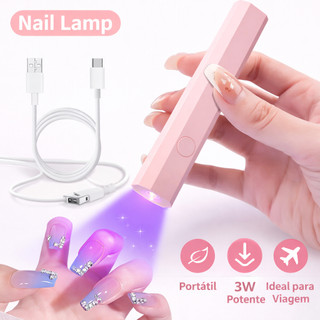 Lâmpada UV LED Mini 3W para Unhas Gel Secagem Rápida Portátil USB Nail Designer