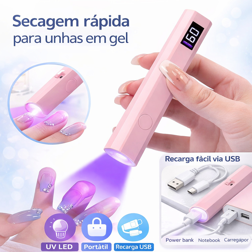Lâmpada UV LED Portátil para Unhas Gel com Timer Digital USB em Oferta na Shopee