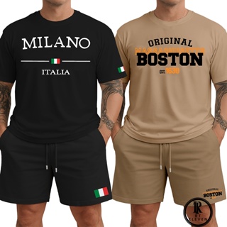 Kit 2 Conjuntos Masculinos Premium | Bermuda + Camiseta | Milano + BostonOrig em Oferta na Shopee