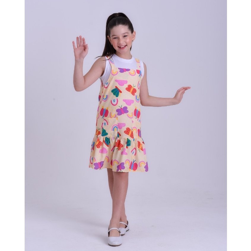 Salopete AnaLu, vestido menina infantil, conjunto feminino kids